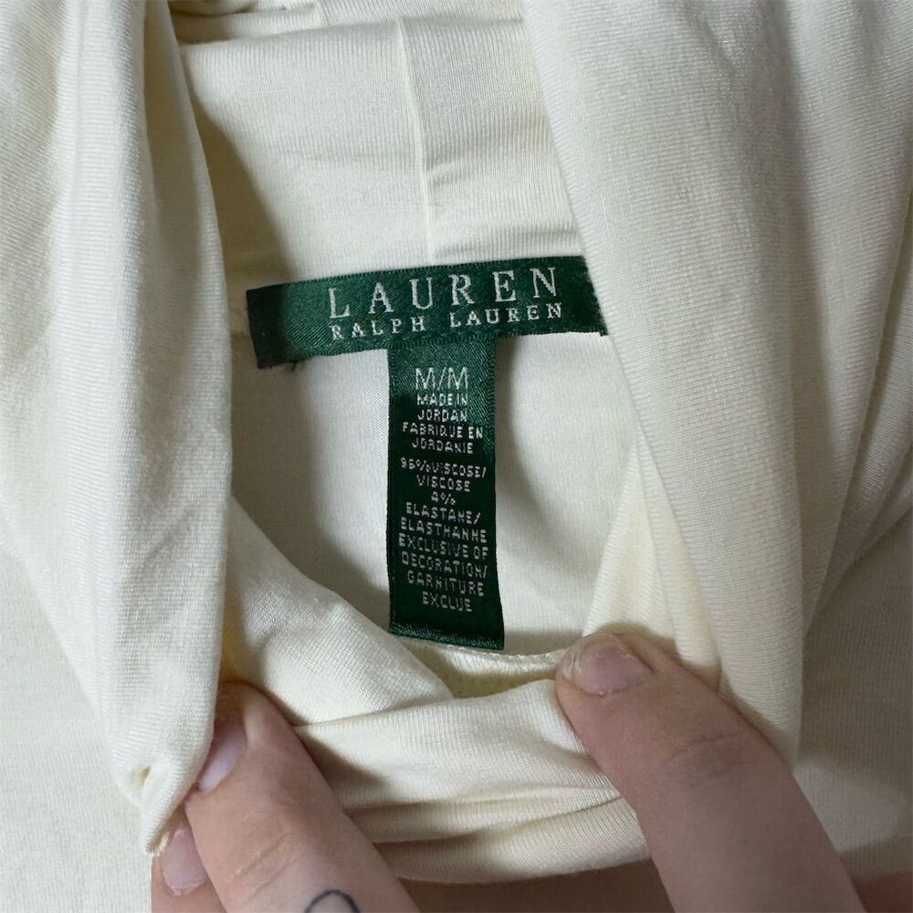 Lauren Ralph Lauren Women's M Cream white Turtleneck Long Sleeve‎ Shirt - Picture 6 of 7